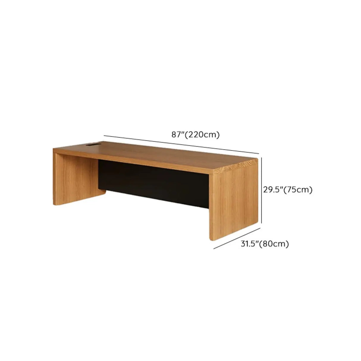 Classic Brown Wooden Rectangle Office Computer Desk Image - 12