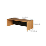 Classic Brown Wooden Rectangle Office Computer Desk Image - 12