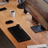 Classic Brown Wooden Rectangular Double Computer Desk Image - 7