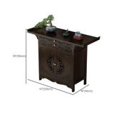 Classic Carved Banboo Dark Brown Storage Console Table Image - 16