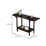 Classic Carved Banboo Dark Brown Storage Console Table Image - 21