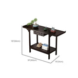 Classic Carved Banboo Dark Brown Storage Console Table Image - 22