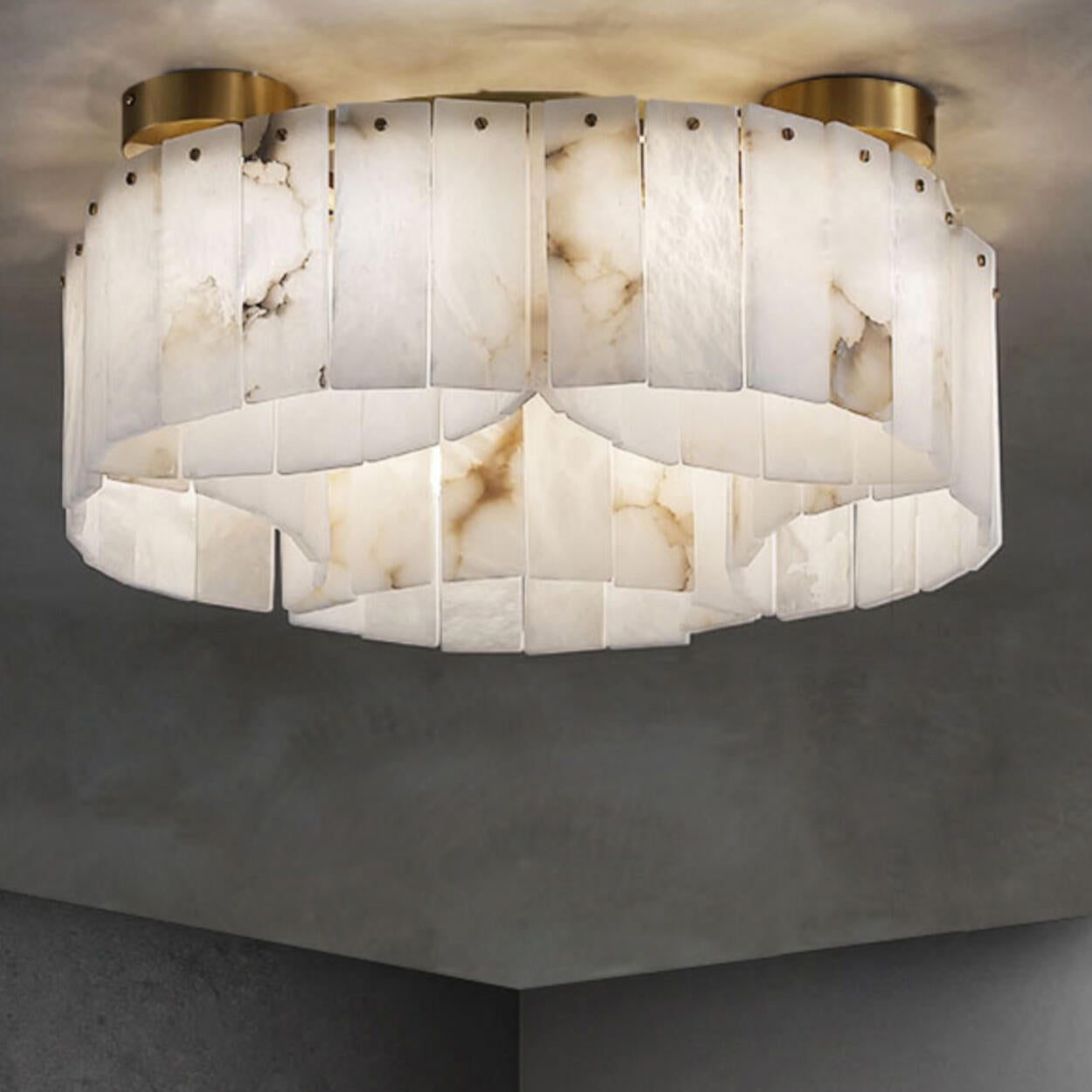 Classic Cascading Ring Stone Semi-Flush Mount Light Image - 2