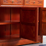 Classic Chinese Red Wood Drawer Carved Doors Bookcase Image - 3