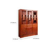 Classic Chinese Red Wood Drawer Carved Doors Bookcase #size