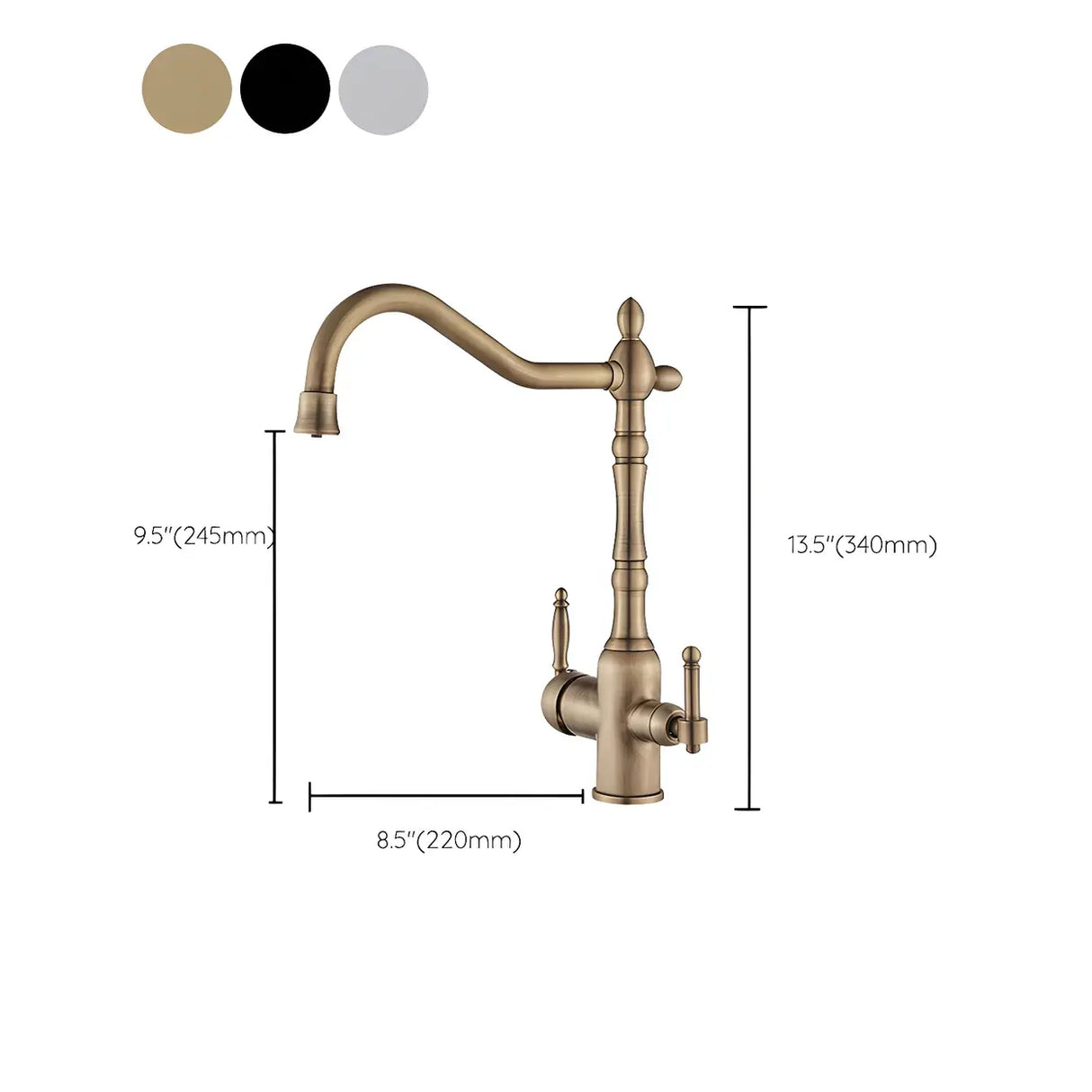 Classic Chrome Kitchen Faucet with Dual Handles 