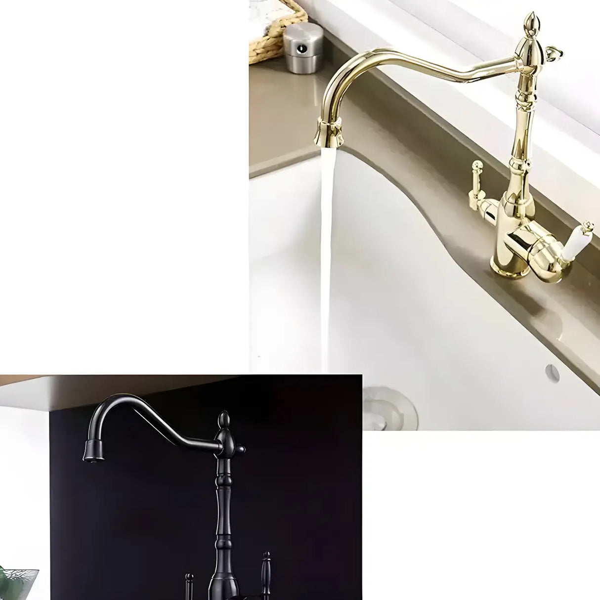 Classic Chrome Kitchen Faucet with Dual Handles Image - 8