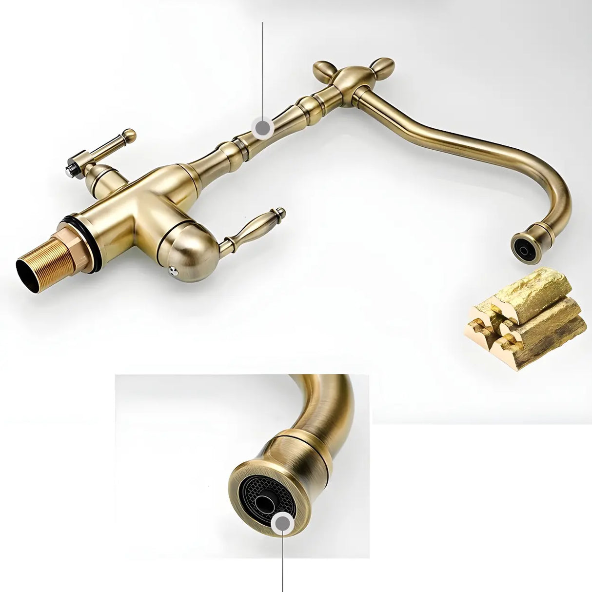 Classic Chrome Kitchen Faucet with Dual Handles Image - 9