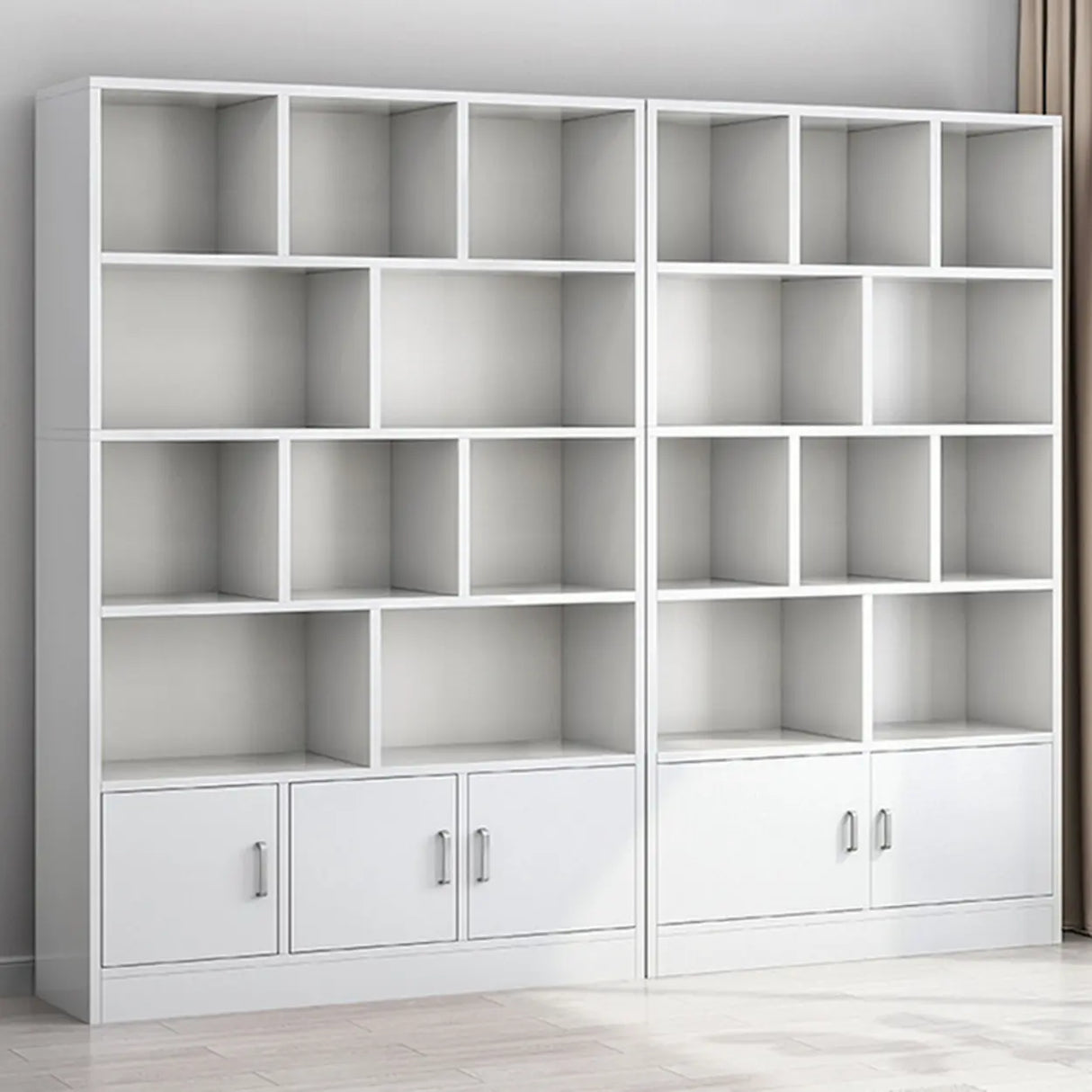 Classic Closed Back Vertical Wood Storage Tall Bookcase Image - 1