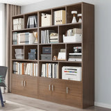 Classic Closed Back Vertical Wood Storage Tall Bookcase Image - 10