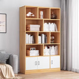 Classic Closed Back Vertical Wood Storage Tall Bookcase Image - 11