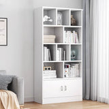Classic Closed Back Vertical Wood Storage Tall Bookcase Image - 13
