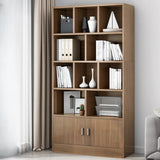 Classic Closed Back Vertical Wood Storage Tall Bookcase Image - 15