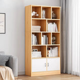 Classic Closed Back Vertical Wood Storage Tall Bookcase Image - 16