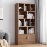 Classic Closed Back Vertical Wood Storage Tall Bookcase Image - 19