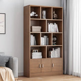 Classic Closed Back Vertical Wood Storage Tall Bookcase Image - 20