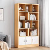 Classic Closed Back Vertical Wood Storage Tall Bookcase Image - 21