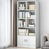 Classic Closed Back Vertical Wood Storage Tall Bookcase Image - 22