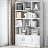 Classic Closed Back Vertical Wood Storage Tall Bookcase Image - 25