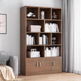 Classic Closed Back Vertical Wood Storage Tall Bookcase Image - 28