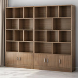 Classic Closed Back Vertical Wood Storage Tall Bookcase Image - 3