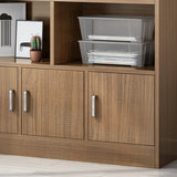 Classic Closed Back Vertical Wood Storage Tall Bookcase Image - 32