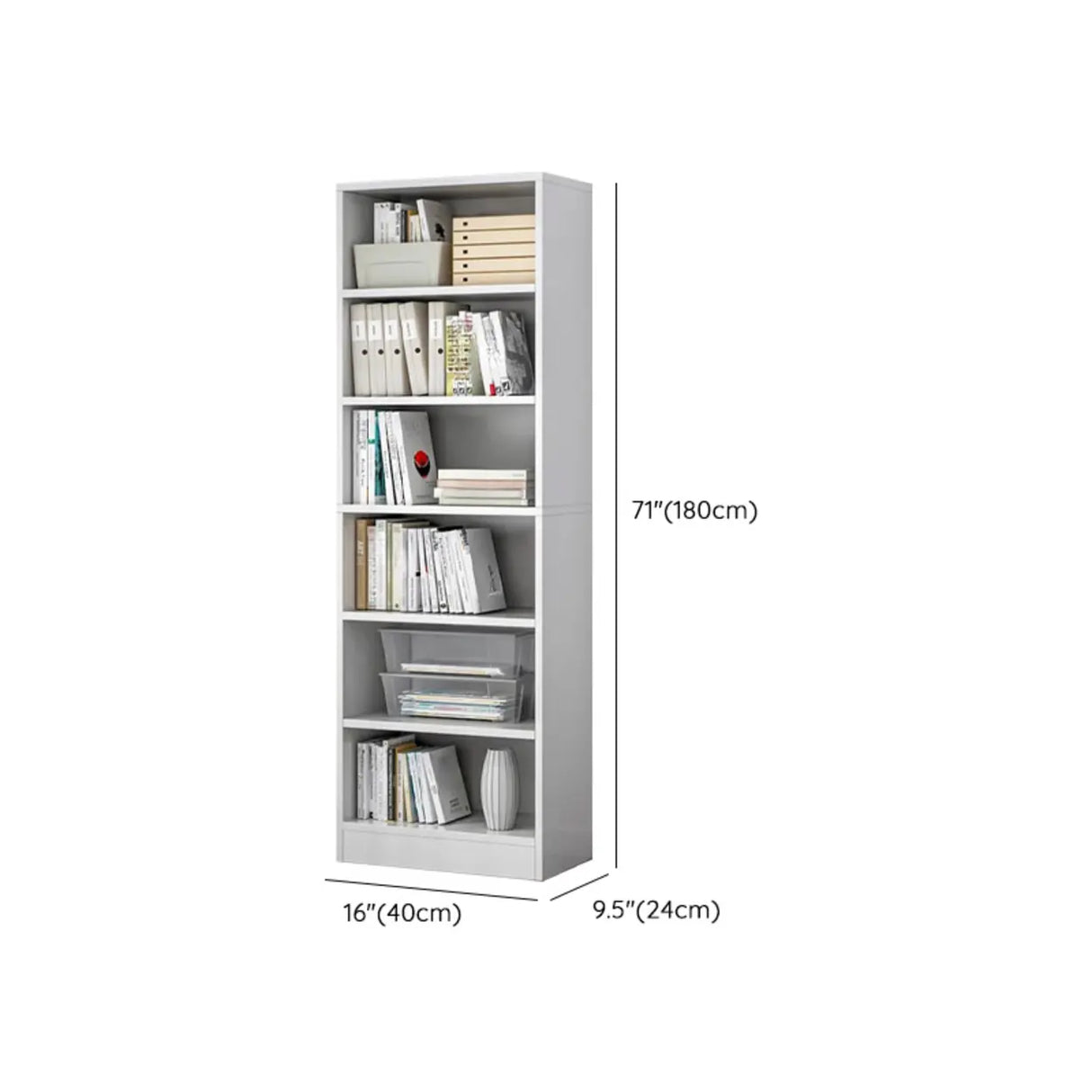 Classic Closed Back Vertical Wood Storage Tall Bookcase 