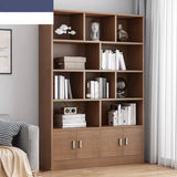 Classic Closed Back Vertical Wood Storage Tall Bookcase Image - 6