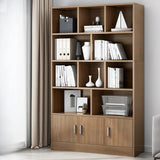 Classic Closed Back Vertical Wood Storage Tall Bookcase Image - 7