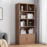 Classic Closed Back Vertical Wood Storage Tall Bookcase Image - 9