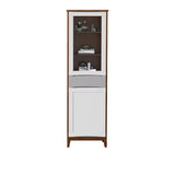 Classic Closed Cabinet Glass Door Wood Narrow Bookcase Image - 19