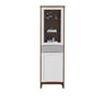Classic Closed Cabinet Glass Door Wood Narrow Bookcase Image - 19