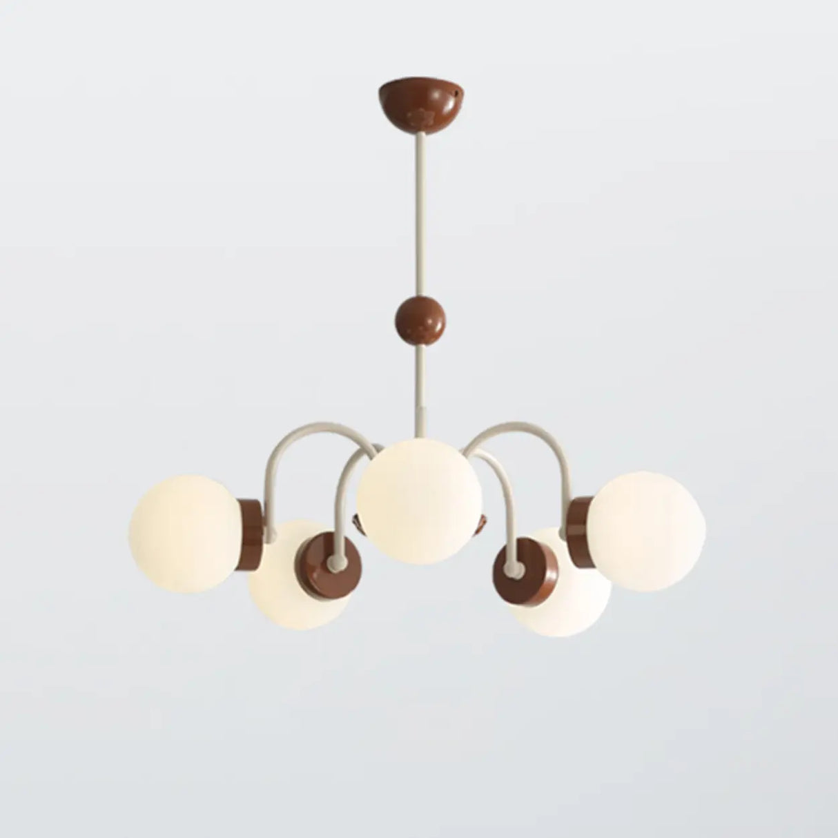Classic Coffee Wooden Sphere Chandelier for Living Room Image - 2