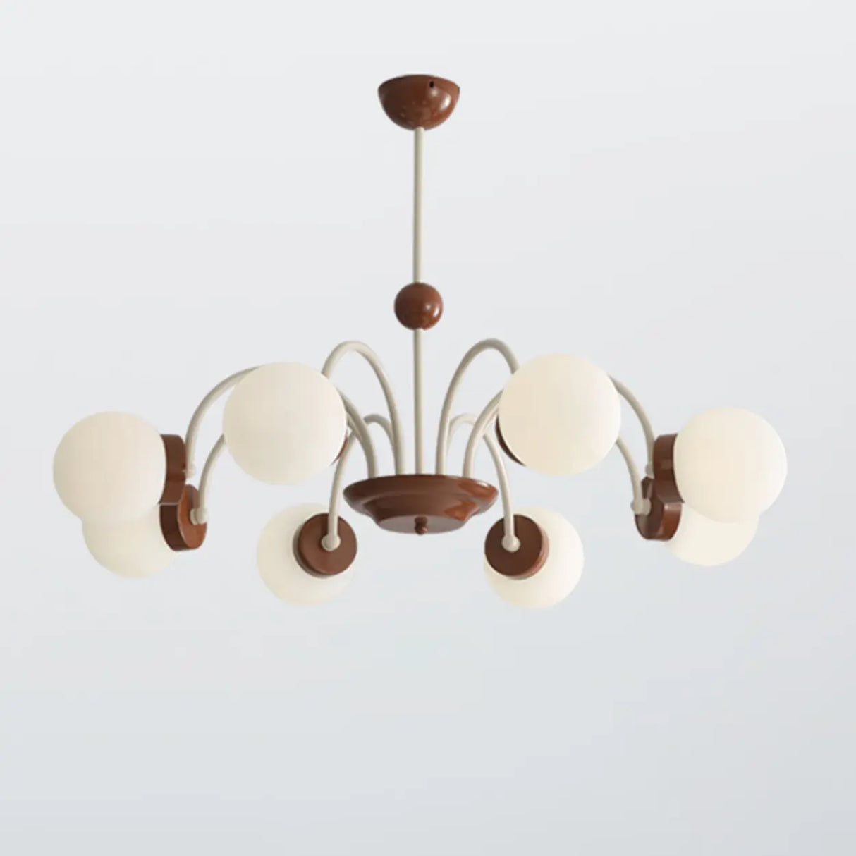 Classic Coffee Wooden Sphere Chandelier for Living Room Image - 3