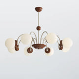 Classic Coffee Wooden Sphere Chandelier for Living Room Image - 3