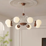 Classic Coffee Wooden Sphere Chandelier for Living Room Image - 4