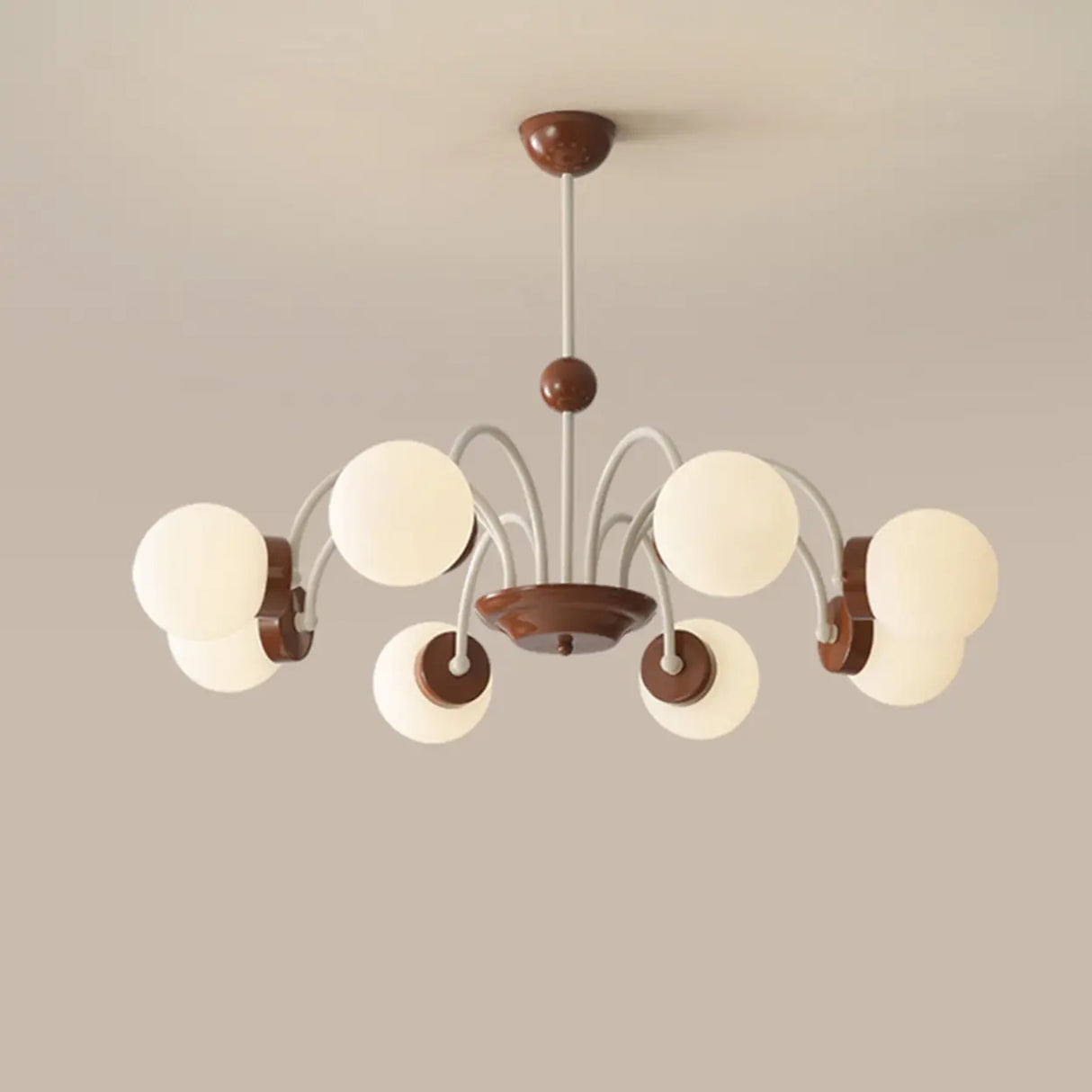 Classic Coffee Wooden Sphere Chandelier for Living Room Image - 6