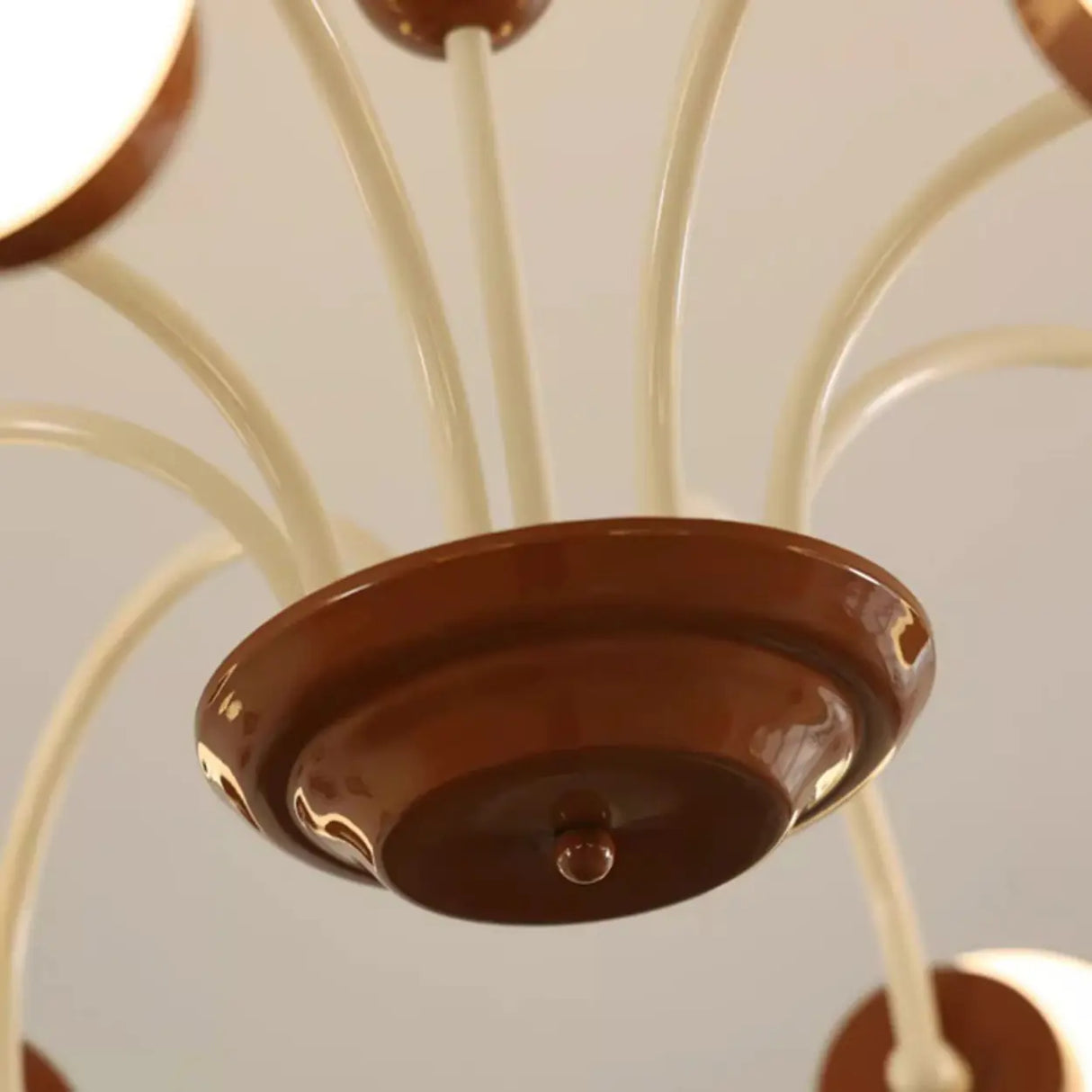 Classic Coffee Wooden Sphere Chandelier for Living Room Image - 8