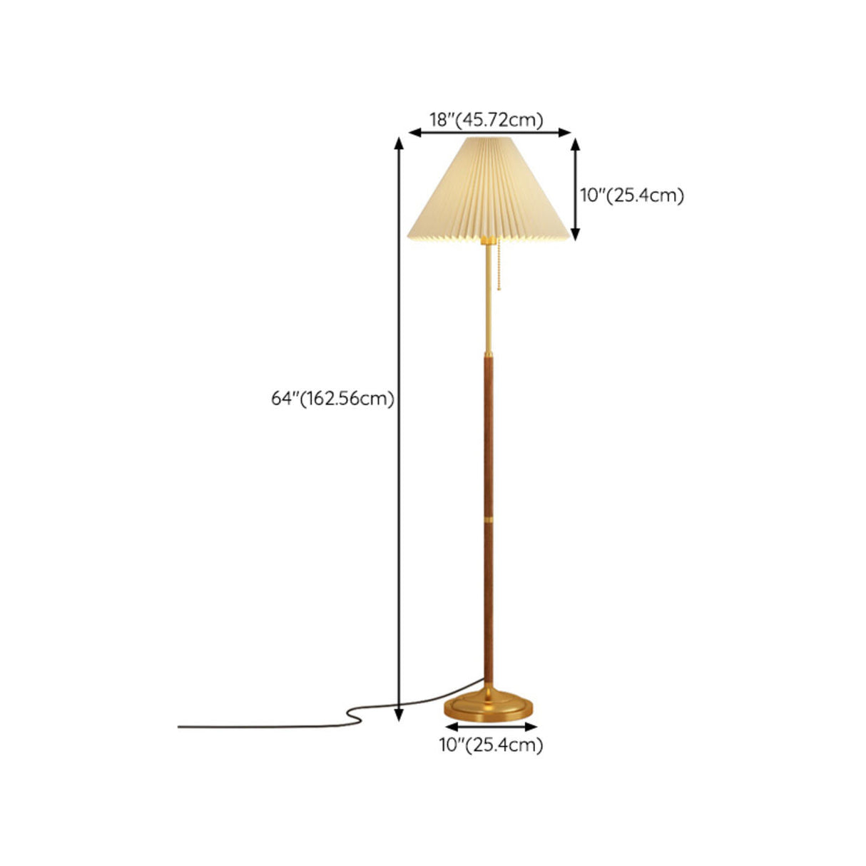 Classic Cone Bedside Floor Lamp with Pull Chain 
