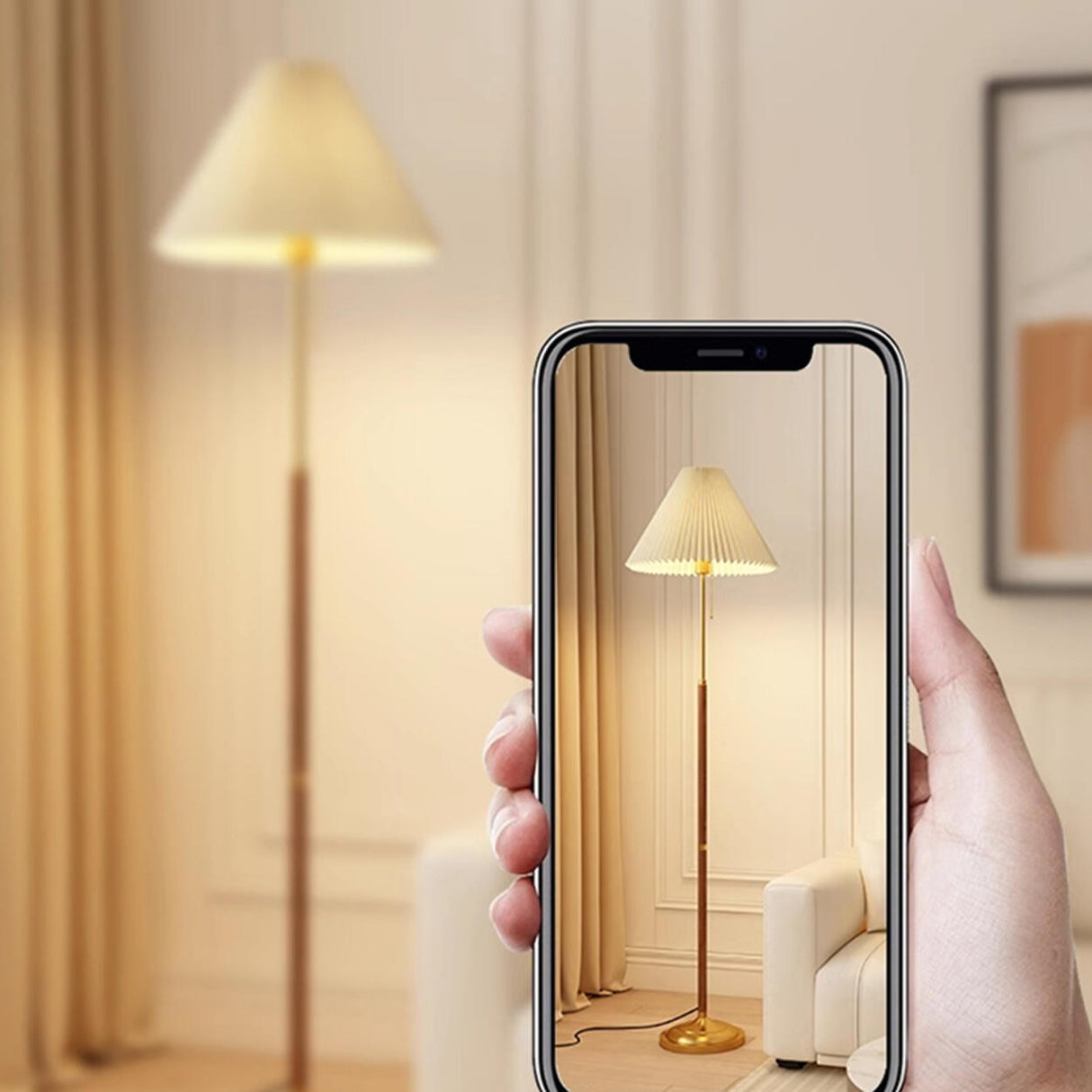 Classic Cone Bedside Floor Lamp with Pull Chain Image - 6
