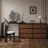 Classic Curved Mirror Black Wood Scalable Makeup Vanity Set Image - 6