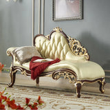 Classic Curved Tufted Reclining Leather Chaise Lounge Sofa Image - 3