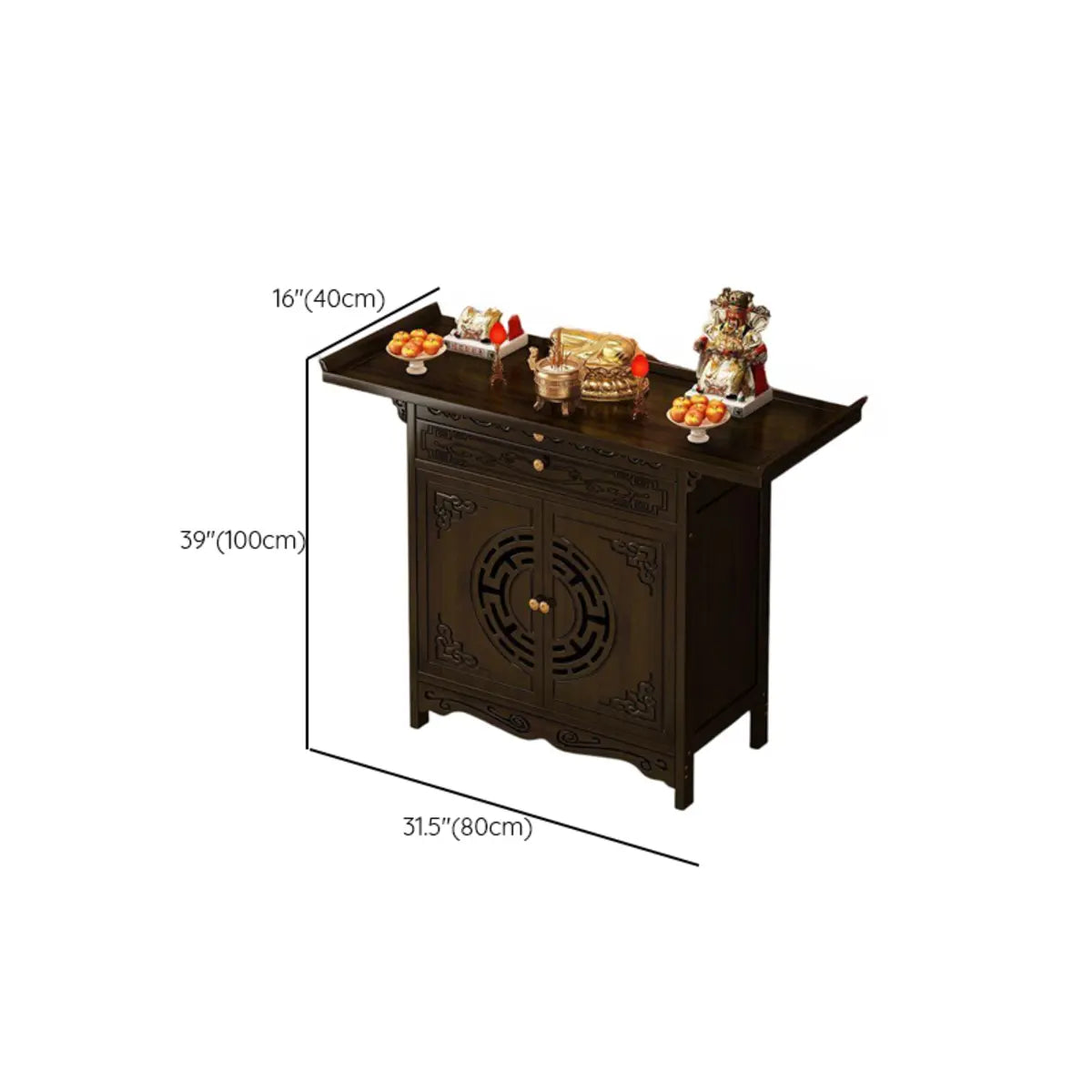 Classic Dark Wood Console Table with Drawers and Cabinet Image - 12