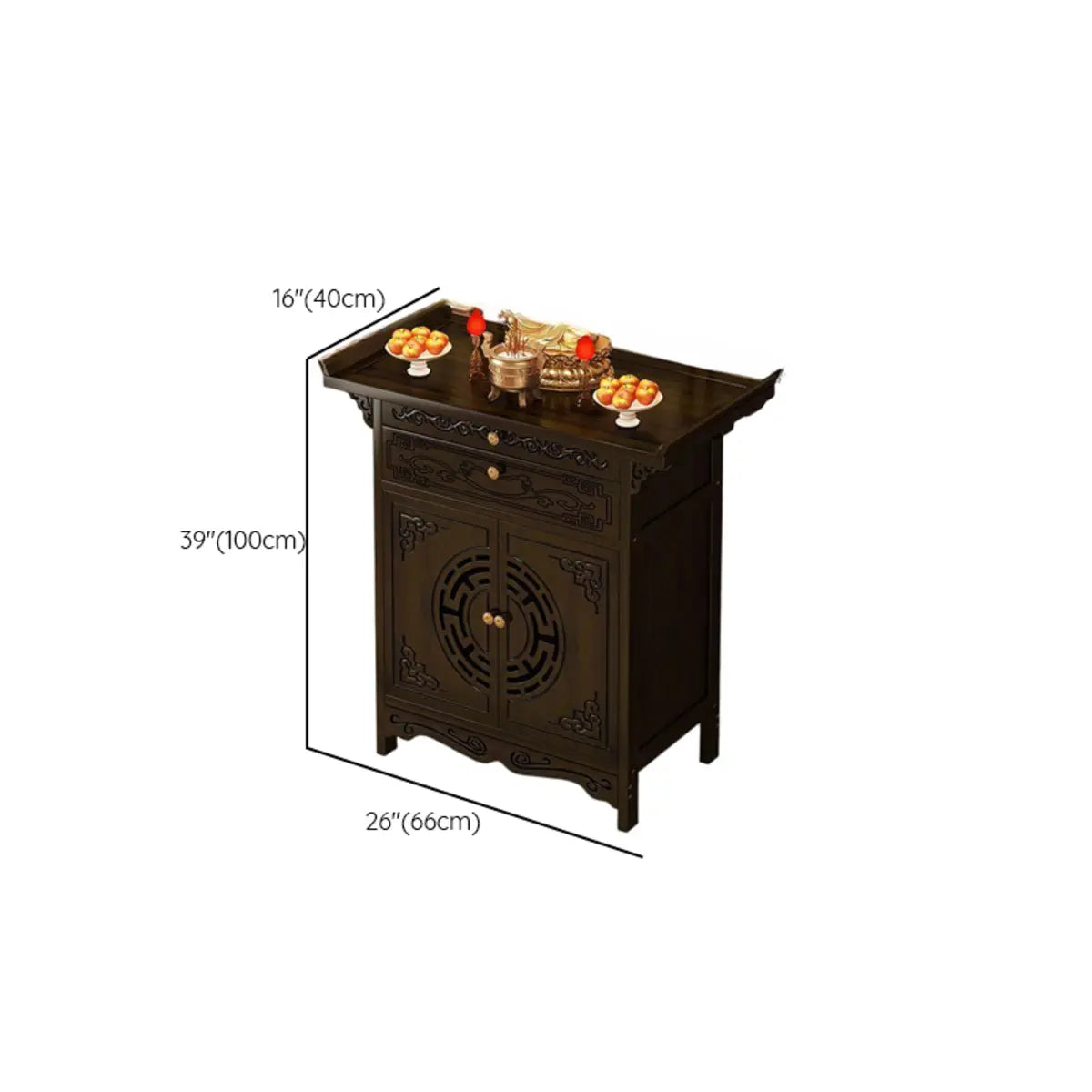 Classic Dark Wood Console Table with Drawers and Cabinet Image - 13