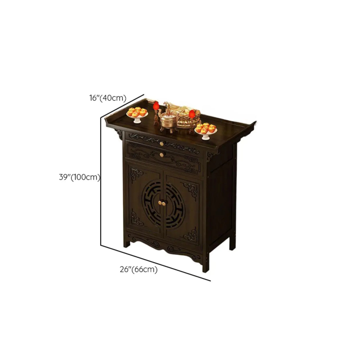 Classic Dark Wood Console Table with Drawers and Cabinet Image - 13