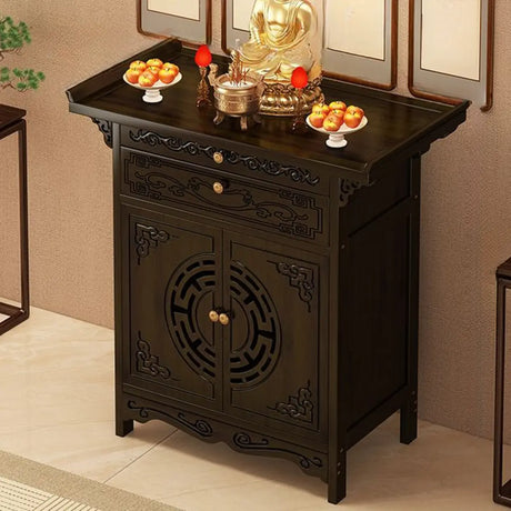 Classic Dark Wood Console Table with Drawers and Cabinet Image - 2