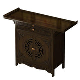 Classic Dark Wood Console Table with Drawers and Cabinet Image - 5