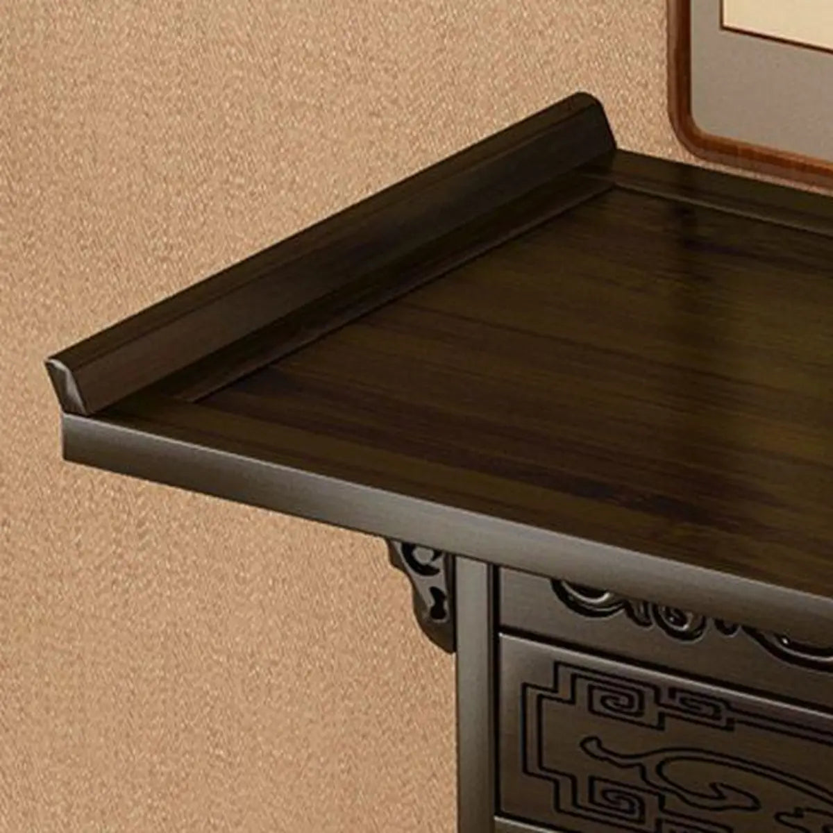 Classic Dark Wood Console Table with Drawers and Cabinet Image - 6