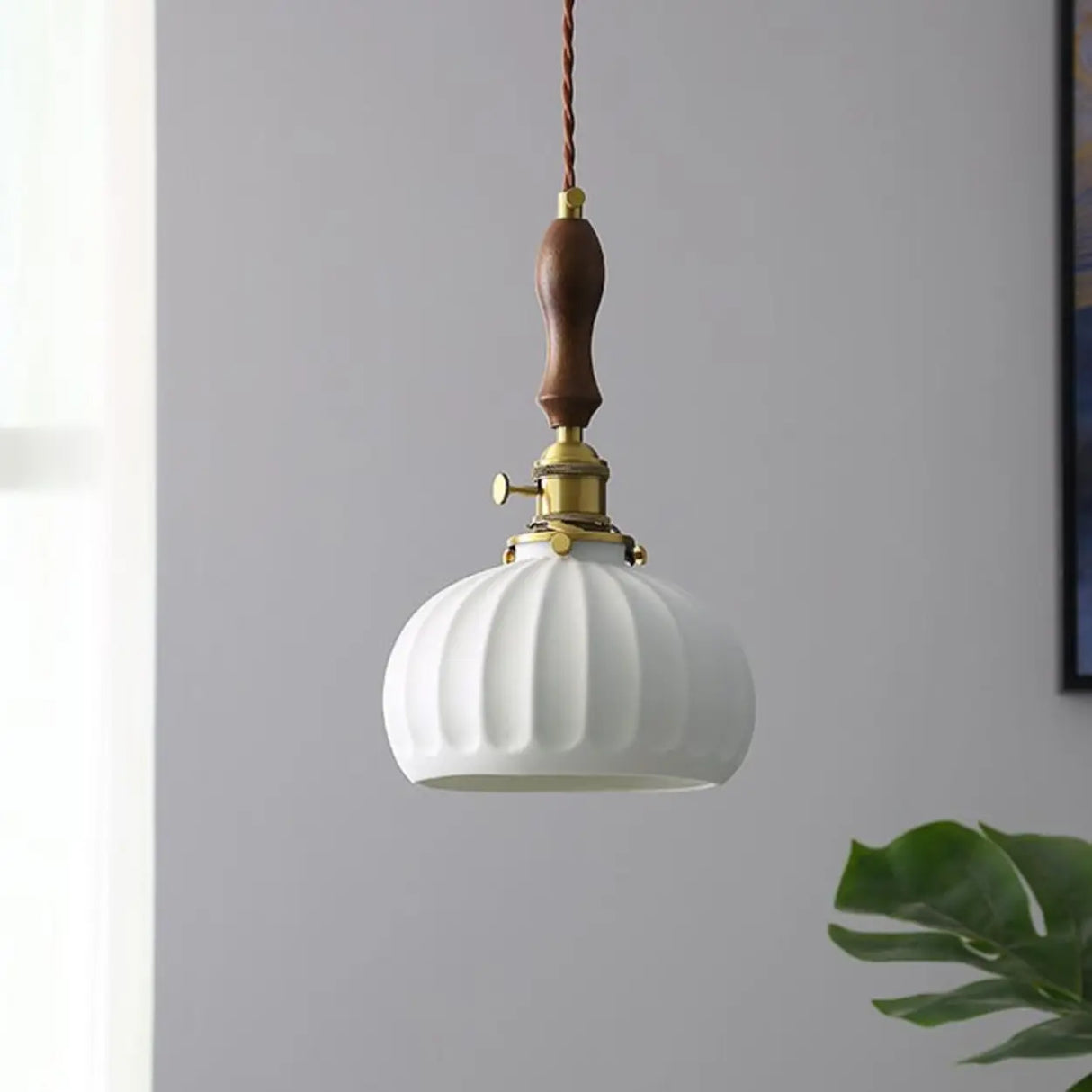 Classic Dome White Ceramics Pendant Light Dining Room Image - 10
