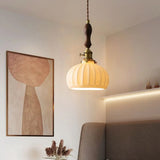 Classic Dome White Ceramics Pendant Light Dining Room Image - 2